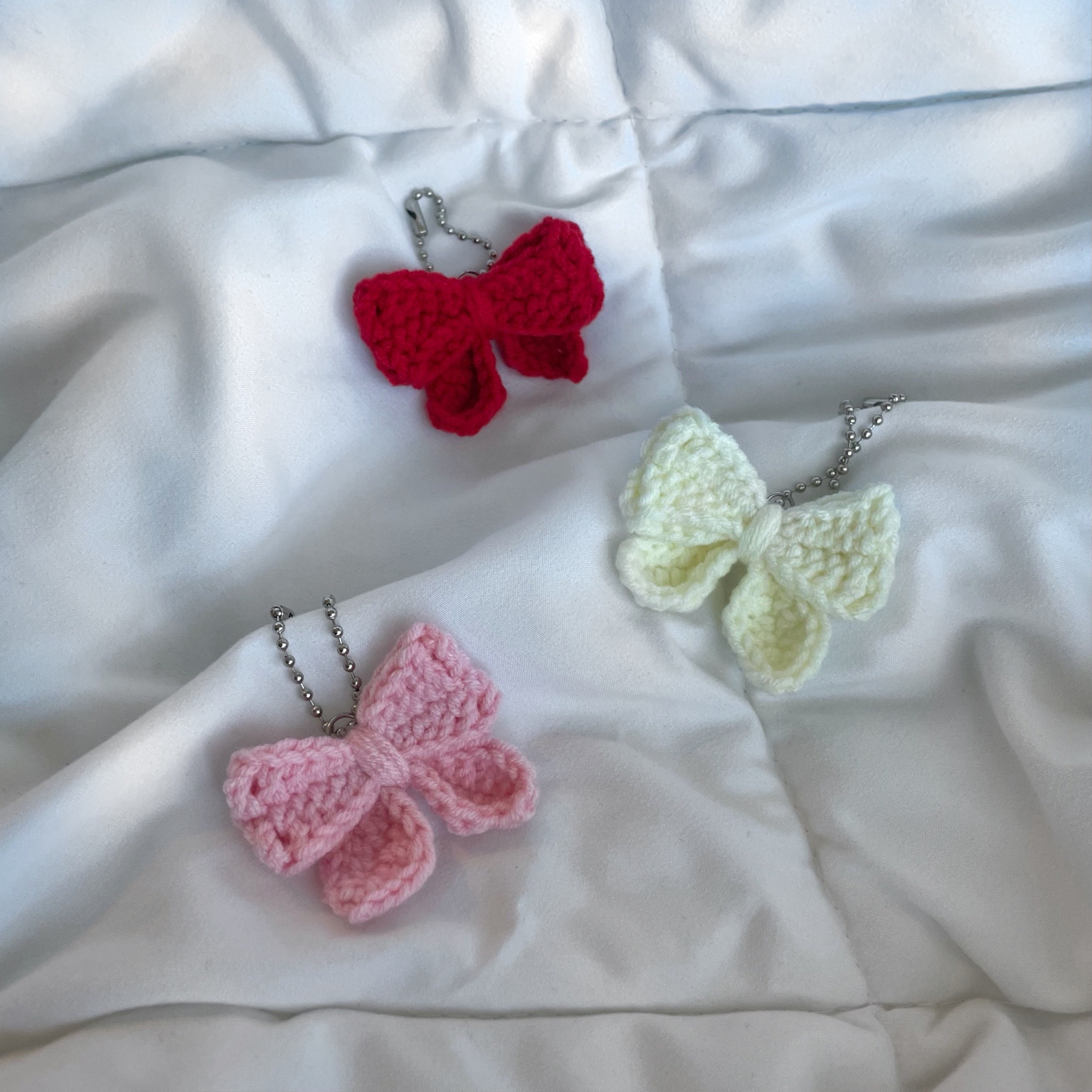Coquette Crochet, Crochet Bow, Keychain Accessory, Crochet Keychain