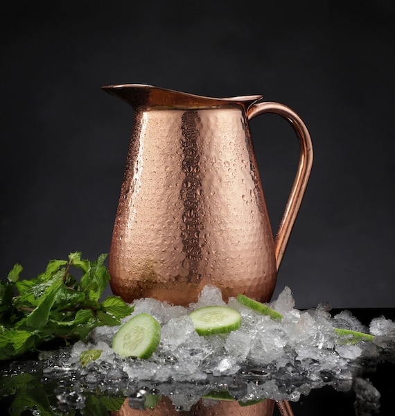 100% Pure Copper Pitcher with Lid by Copper Mules