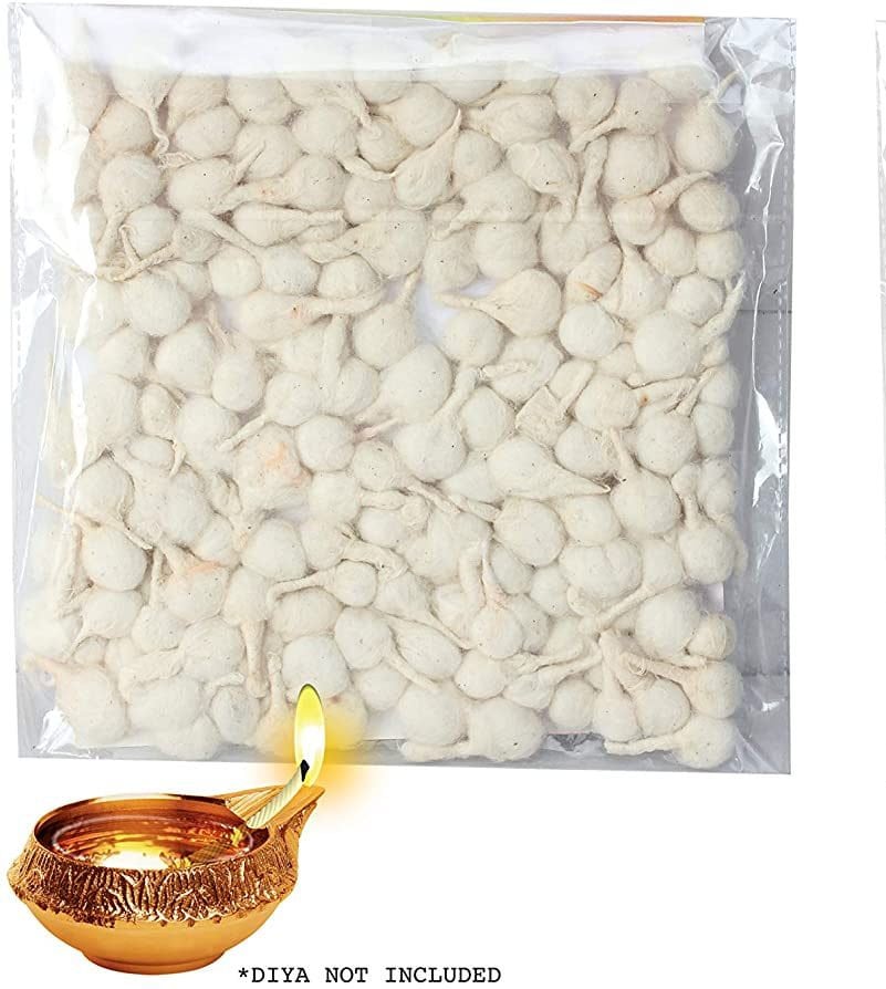 Hand Rolled Cotton Diya Wicks for Puja Batti Akhand Oil Lamps (Small) 500 Wicks