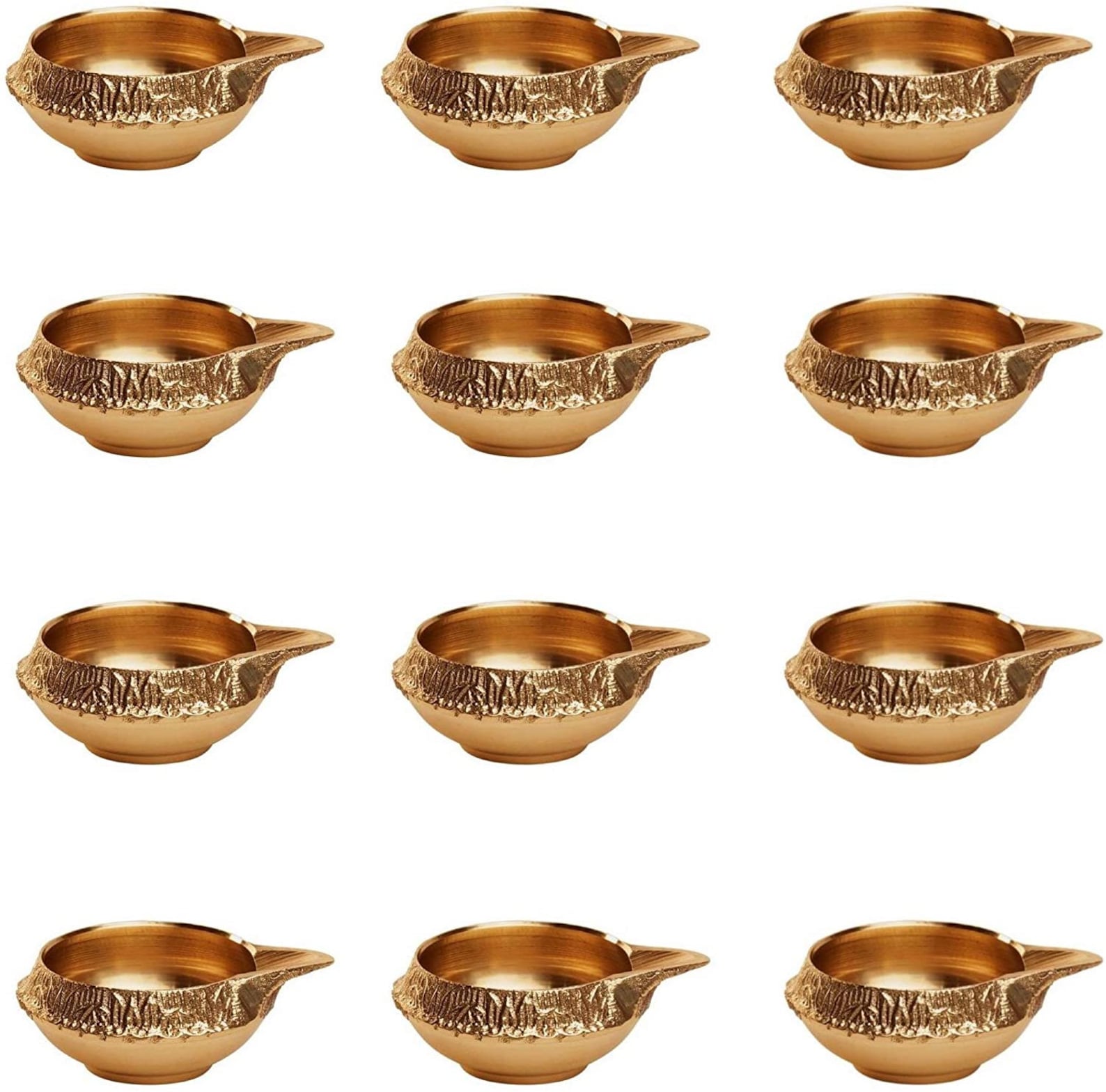 100% Pure MADE OF VIRGIN Brass Diwali Diya  Set Of 10  Indian Pooja Oil Lamp Golden Engraved Design Dia 2 5 Inch Deepawali Diya Tea Light Holder Diwali Traditional Oil Lamp Indian Gift Items