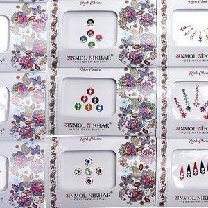 Pack of 25 Assorted Bindi Multiple Sizes Multiple Designs Bollywood ...