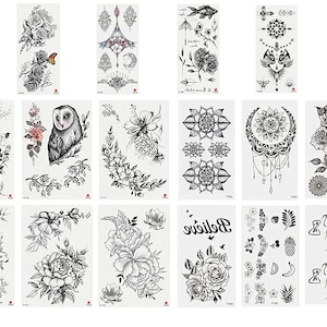 Pack of 18 Temporary Tattoos for Women Kids Teen Tattoo Fake Tattoo ...