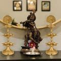 Handmade Indian Brass Panch Mahal Diya Lamp Engraved 3 in 1 Adjustable Dia (Set of 2) Free 100 Cotton Wicks