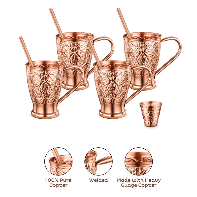 Handcrafted Engraved 100 Pure Copper Moscow Mule Mugs 16 Oz. Etsy
