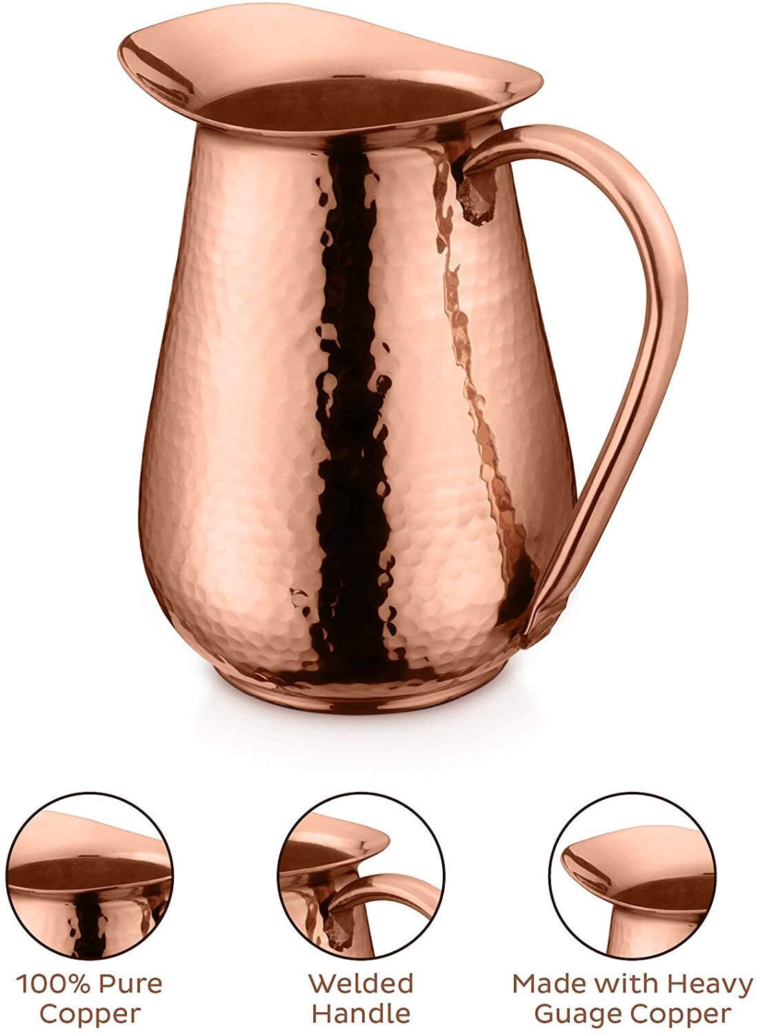 Handcrafted 100% Pure Copper Jug Pitcher Drinkware Hammered Finish Ay…