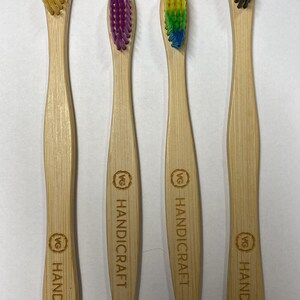 Bamboo Toothbrush Medium Bristle 4-Pack | Wooden Toothbrushes for Adults & Kids | Eco-Friendly Compostable Biodegradable Wood Toothbrush Set