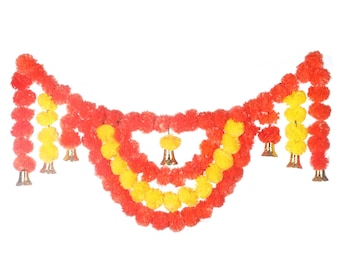 5 Feet Marigold Garland, Indian Toran, Wedding Decoration Backdrop, Diwali Décor, Varalakshmi Pooja, Day Of The Dead, Dholki Toran Banderwal