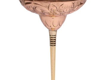 VG Handicrafts Copper Engraved Margarita Glasses - Set of 2, Handcrafted Copper Cocktail Glassware