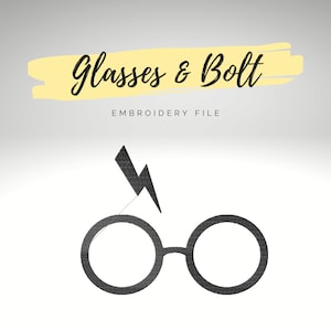 Glasses Lightning Scar Embroidery File - Multiple Sizes & File Types (.SVG, .PES, .JEF, etc)