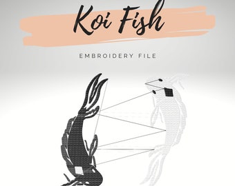 Koi Fish Embroidery File - Multiple Sizes & File Types (.SVG, .PES, .JEF, etc)