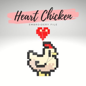 Chicken with Heart Stardew Valley Embroidery File - Multiple Sizes & File Types (.SVG, .PES, .JEF, etc)