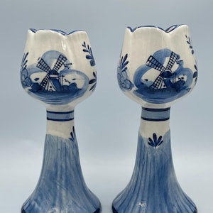 Delft Blue, Pair of tulip candle holders