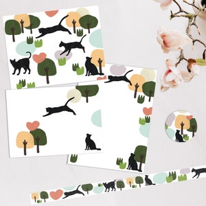 Cat Among the Trees Stationery Set, Cat Stationery, Colorful Stationery