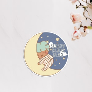 Naklejka Bleuberri Sleepy Bleus Club, Naklejka Kawaii, Naklejka Dobranoc Bleu