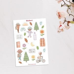 Bleuberri Go Outside Aufkleber, Kawaii Outdoor Aufkleber, süße Outdoorsy Aufkleber, Kawaii Planner Aufkleber