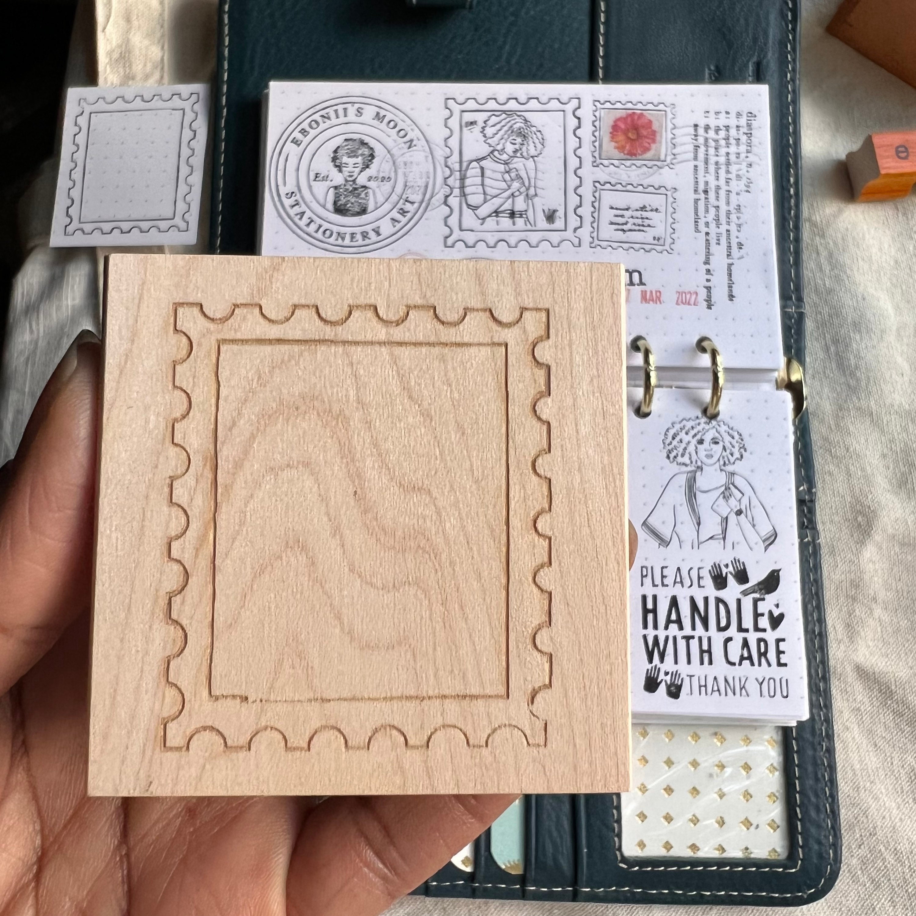 Postage Stamp Frame Rubber Stamp Snail Mail Rubber Stamp Etsy