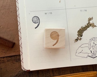 Comma Rubber Stamp, Pause Rubber Stamp, Self-Care Rubber Stamps