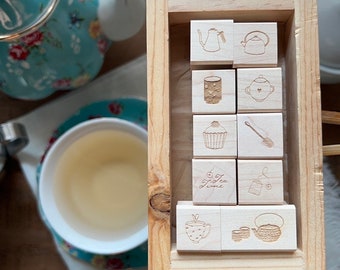 Tea Time Rubber Stamps Collection, Tea Lovers Rubber Stamps, Home Café Rubber Stamps