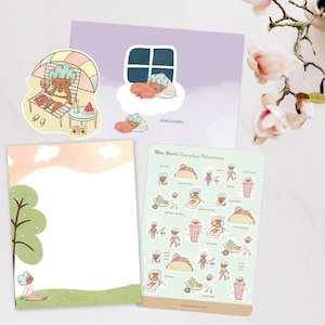 Bleuberri: juego de papelería de aventuras diarias de Bleu, juego de papelería Kawaii, kit de escritura de cartas Kawaii