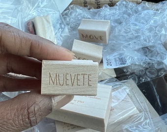 Muevete Rubber Stamp, Move Word Rubber Stamp, Self-Care Rubber Stamps