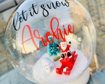 personalised baby snow globe
