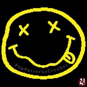 Patrón digital para manta de ganchillo con el logo de la banda Nirvana - Tamaños grande y pequeño