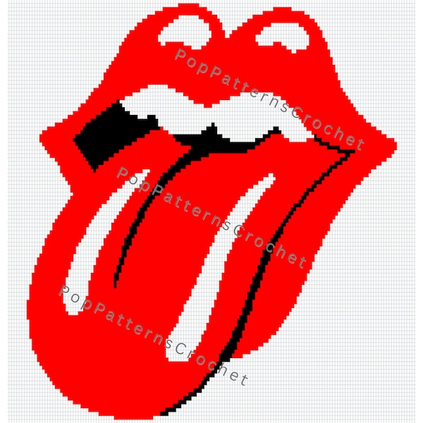 Rolling Stones Logo Blanket Crochet Pattern Digital Download - large and small