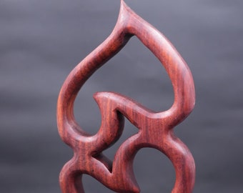 Two Heart Wooden Statue