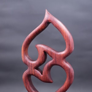 Two Heart Wooden Statue