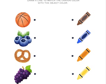 Color Matching Worksheet Activity, Printable Matching Worksheets, Color Sorting, Preschool Prints,Homeschool Color Learning Kids Activities