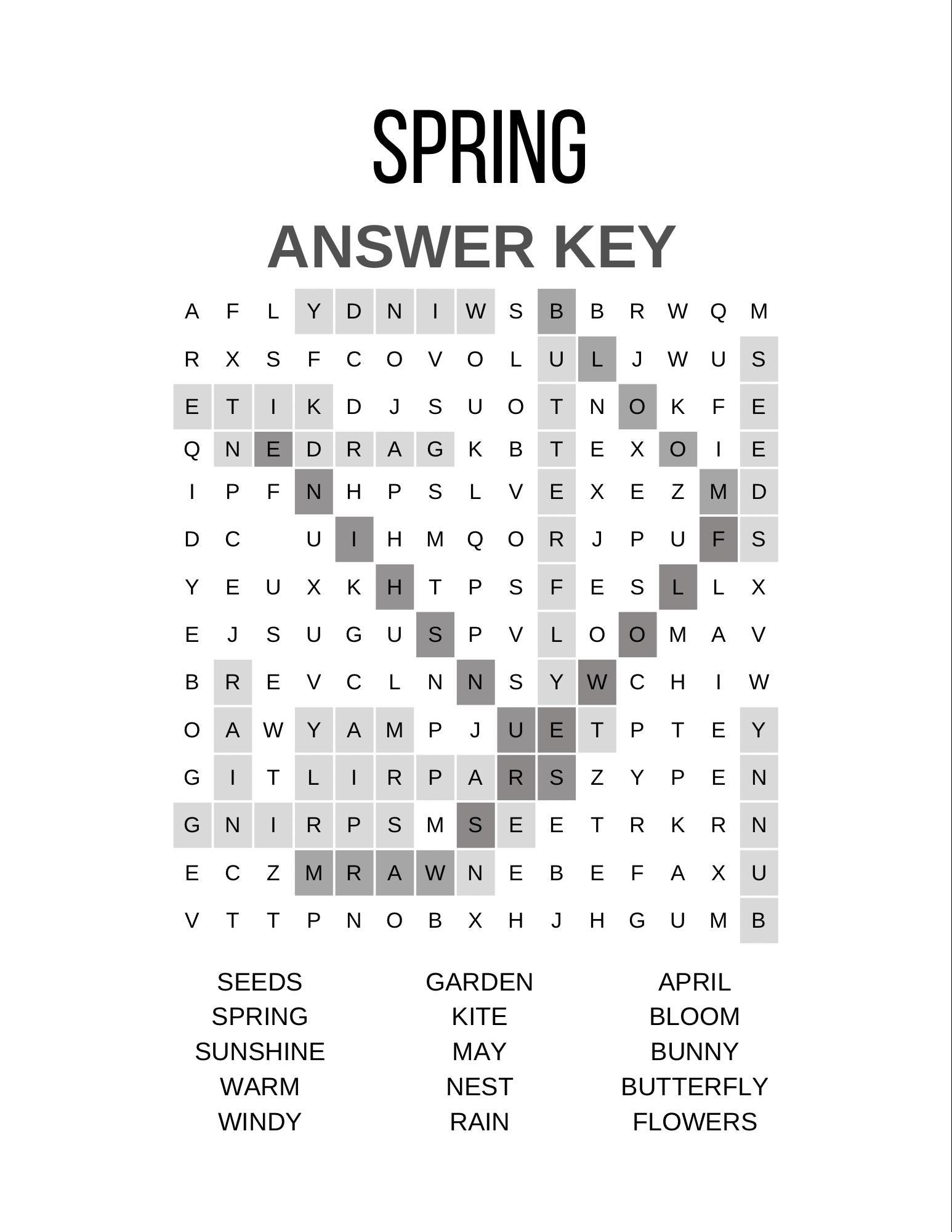 Spring Word Search Printable for Kids | Spring Activity Worksheet ...