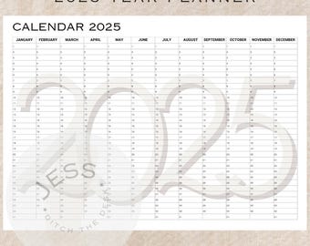 2025 Yearly Planner Printable | Yearly Planning Calendar | Calendar Poster | Yearly Overview | 2025 Calendar | 2025 Planner | New Year