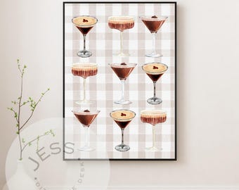 Espresso Martini Art Print | Bar Cart Decor Cocktail Poster | Trendy Wall | Minimalist | Retro | Party Vibes Drink Sign | Digital Download