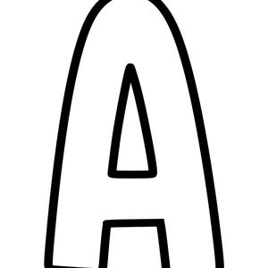 May include: A bold, black-outlined capital letter A with a white interior. The letter features a rounded top and a clean, sans-serif style design. The thick black border creates a clear, high-contrast graphic shape against the plain white background.