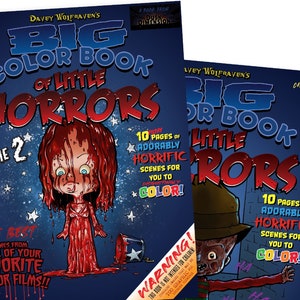 Horror Coloring Pages 2-pack Digital Download Horror Movie Scary Film Adult Coloring Book Cartoon Zombie Monster Vampire Alien Funny Jaws