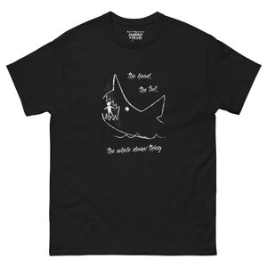 Chalkboard Shark Shirt Jaws Quint Spielberg Movie 1975 Tshirt Ocean Horror Teeth Fins Head Tail Whole Damn Thing Shark Drawing