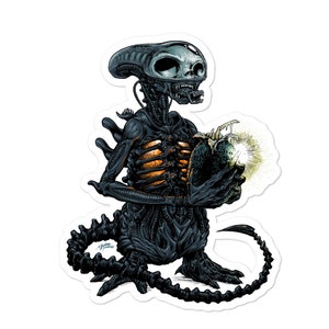Sticker E.T. Alien Xenomorph SciFi Horror Extra Terrestrial Facehugger Chestburster Alien Queen Scary Egg Space Heartlight Lovable Monster
