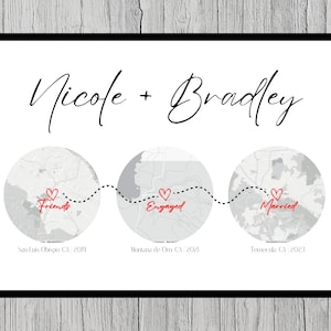 Met Engaged Married Maps Regalo de boda, Regalo de aniversario, Regalo de recién casados, Hola, lo haré, Dónde comenzó todo, Regalo de parejas - DESCARGAR