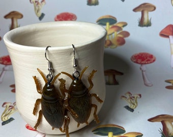 Cockroach Statement Earrings, Bug Jewelry