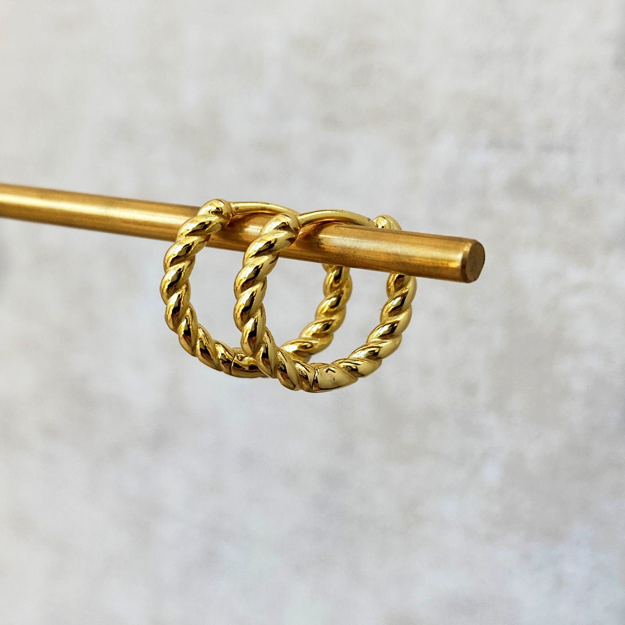 Simple 14K Gold Croissant Twist Hoops Plain Gold Silver Hoop Etsy