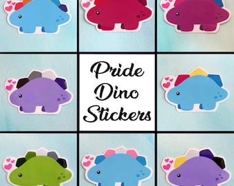 Pride Dino Vinyl Stickers 3"