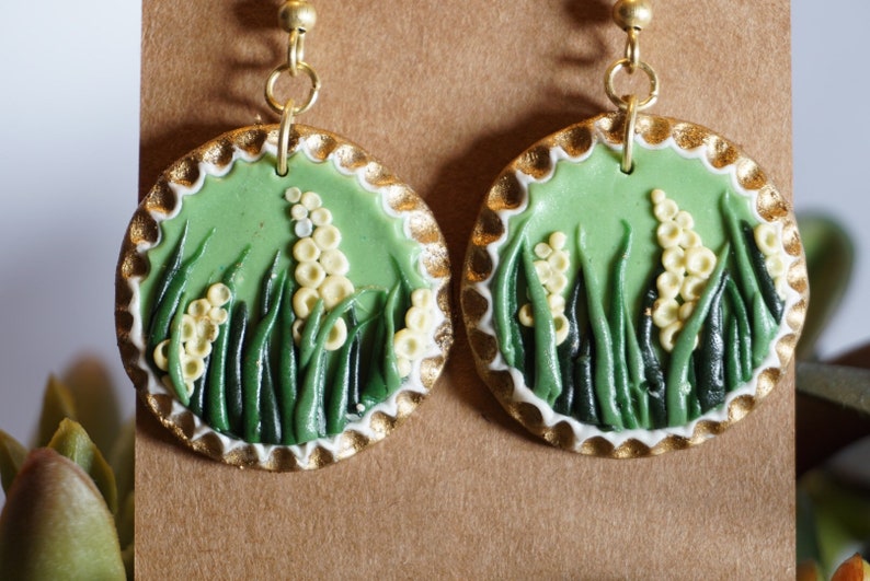 Syringa White earrings! hand sculpted and painted