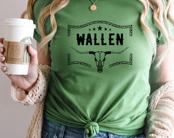 Wallen Bullhead Graphic Tee: Western Cowboy/Cowgirl Shirt