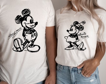 Vintage Mickey & Minnie Sketch Shirt, Disney Family Trip Tee