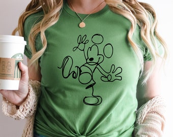 Retro Mickey Mouse Sketch Shirt, Disney Family Trip Tee