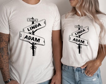 Personalized Vintage Street Sign Couple Shirt, Anniversary Gift