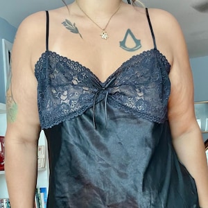 1990s Vintage Plus Size Morgan Taylor Intimates Black Slip Dress | Size 3X