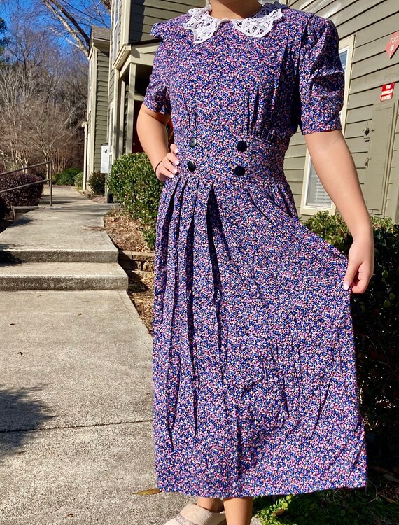 1980s Vintage Karin Stevens Ditsy Purple Floral Co