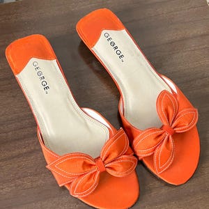 1990s Vintage Orange Orange Slide-Style Sandals