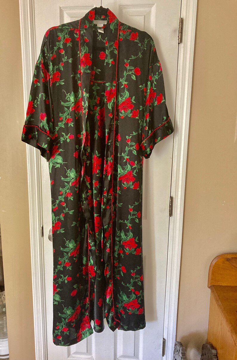 1990s Vintage Morgan Taylor Floral Robe and Slip Set | Size Large ...